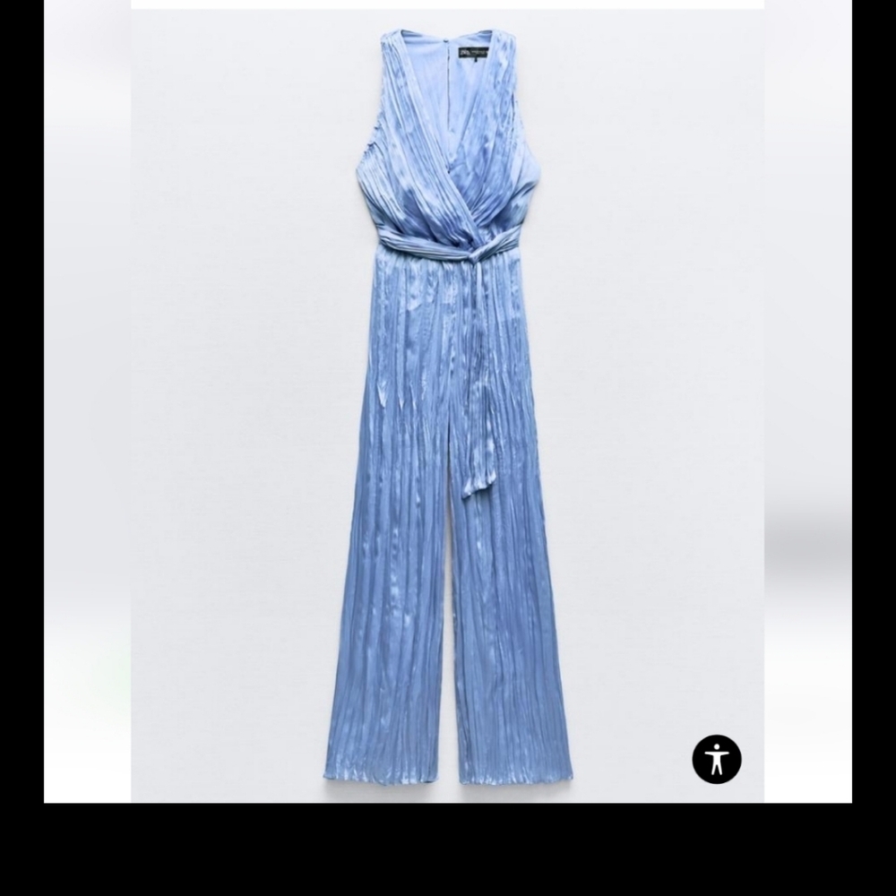 Zara NWTs Satin Jumpsuit With Wrinkled Effect - Picture 9 of 10
